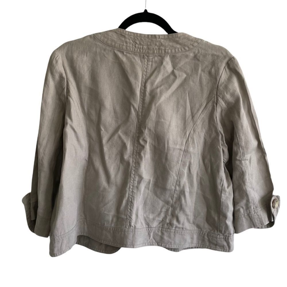MARVIN RICHARDS Linen Button Front Cropped Jacket Blazer Tan M - Picture 4 of 7
